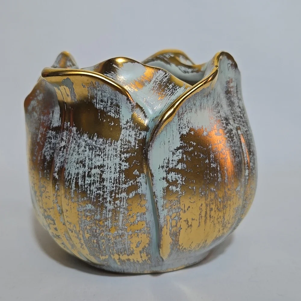 Stangl Vintage 1960s Hand Painted Antique Gold Tulip Vase 5144 MCM Regency‎